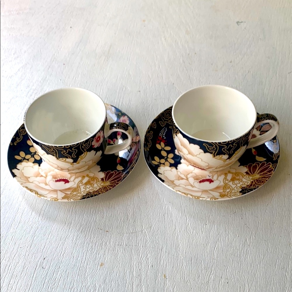 Maxwell & Williams Kimono Demi Tassé Espresso cups & saucers set of 2